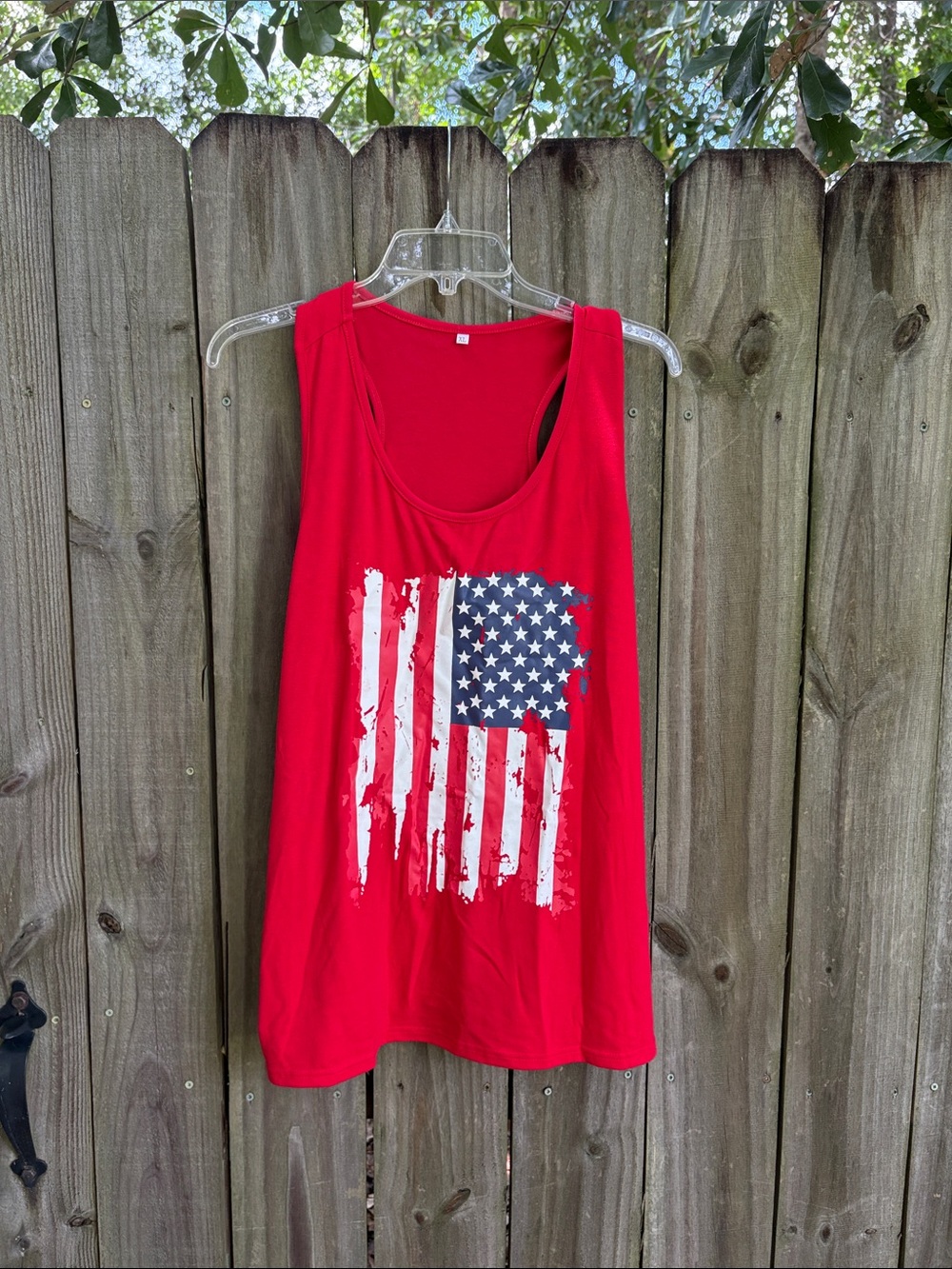 Red Women's Flag Tank Top - Casual Graphic Sleeveless Shirt